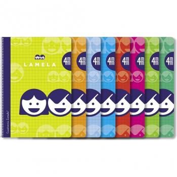 Bloc de notas Lamela tapa blanda, 80 hojas, cuadrícula 4 mm, colores surtidos