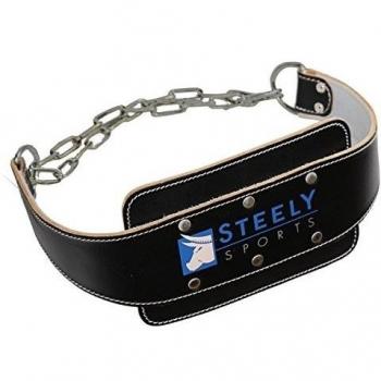 Steely de Sports Power DIP Cinturón de piel – Cinturón de entrenamiento F. flexiones & Dips – Color: Negro