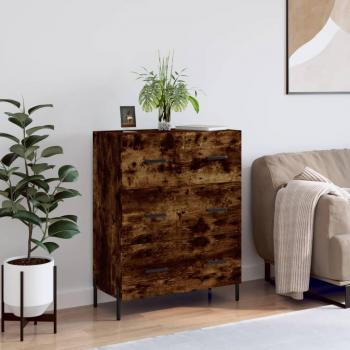 Aparador de madera de ingeniería 69,5x34x90 cm en color roble ahumado, mueble de almacenaje para salón, buffet y armario auxiliar