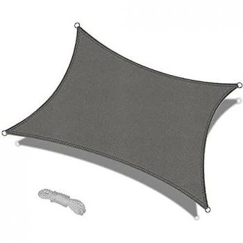 OKAWADACH Toldo Vela de Sombra Rectángulo 3 x 4m, Vela de Sombra Protección UV para Patio, Exteriores, Jardín, Gris Claro