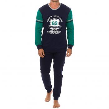 Pijama de hombre manga larga tejido tundosado A0CHH-1PQ