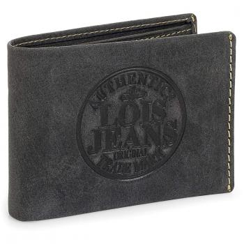 Lois - 12311 Cartera Monedero Billetero Tarjetero Hombre de Piel Genuina. Portamonedas Interior con Cierre presión. 6 Compartimentos Tarjetas y documentación 2 para Billetes, Color Negro