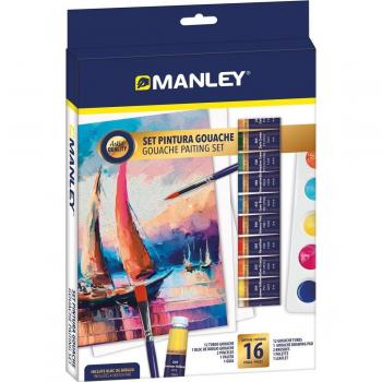 Set de Pintura Gouache Manley, 16 Piezas, Colores Surtidos