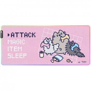 Alfombrilla de Ratón Gaming XXL Pusheen RGB LED 90x40 cm Rosa