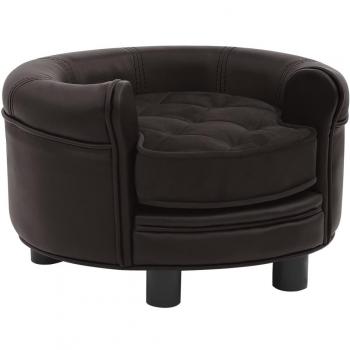 Brown Dog Sofa 48x48x32 cm Plush and Faux Leather