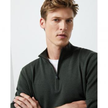 Jersey 100% lana merino lavable de hombre cuello perkins cremallera liso