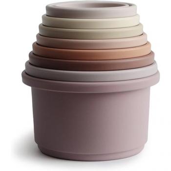 Conjunto de 8 Vasitos Apilables Mushie en Tonos Pastel