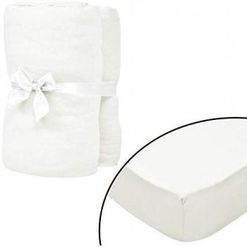 vidaXL 4x Sábanas Bajeras Cuna 60x120 cm Hueso Ropa de Cama de Bebé Infantil