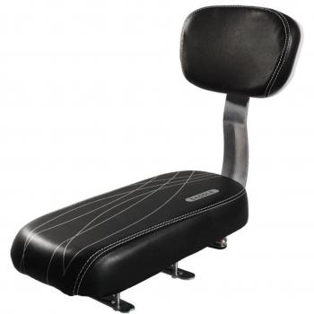 shayson infantil asiento de bicicleta Piel Sintética trasera para bicicleta Cojín de asiento trasero de niño rack Cubierta de asiento sillín con respaldo, negro con patrón de línea