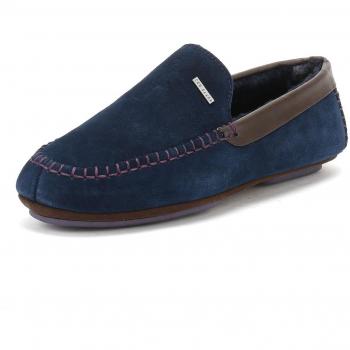 Ted Baker Hombres Dark Azul Ante Moriss 2 Pantuflas-UK 6