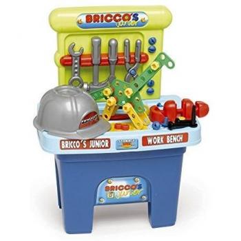 Chicos- Bricco's Junior, Banco de Trabajo de Juguete con Casco y 53 Accesorios más Incluidos, a Partir de 3 Años, Multicolor, Medidas: 44 x 29.5 x 58 cm