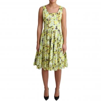 Dolce & Gabbana Yellow Floral Cotton Stretch Gown Dress - IT38|XS, Size: 2XS Summer Dress