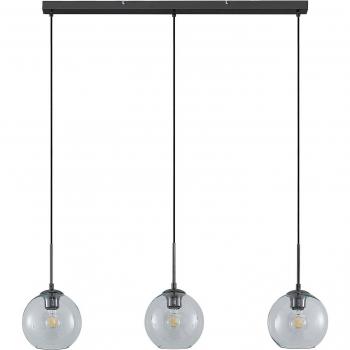 Lámpara colgante moderna Lindby Firano de vidrio y metal gris, 3 luces E27, diseño alargado para salón y comedor