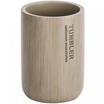 Wenko Palo Vaso para Cepillos de Dientes, Poliresina, Gris y Marrón, 3x3x3 cm