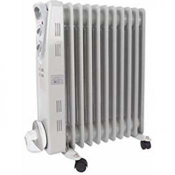 Radiador de Aceite Perel 2500 W - 11 Aletas, 3 Niveles de Calor, Termostato Regulable, Ruedas y Protección Antisobrecalentamiento