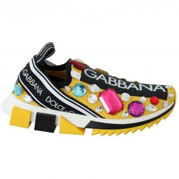 Dolce & Gabbana Embellished Yellow Sorrento Crystal Sneakers - EU36/US5.5, Multicolor female, Size: 6 US