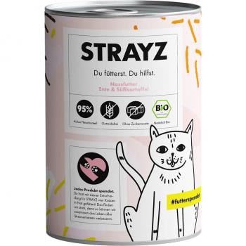 STRAYZ BIO Gato 6 x 400 g - Pato ecológico y boniato ecológico