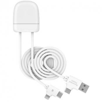 Cable Multi USB 4 en 1 con AIRTAG Integrado - Certificado por Apple - Carga Rápida 60W - Transferencia de Datos 1m - Conectores Tipo C, Lightning y USB - Xoopar