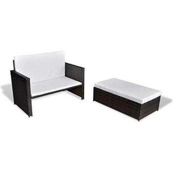 Brown Poly Rattan Garden Sofa Set - 5 Pieces