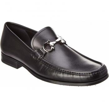 Salvatore Ferragamo Black Leather Chris Loafers for Men, Size 8 US (EU41)