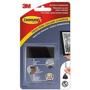 Command 17201BLK Pack de 4 tiras para cuadros medianas color negro, Set de 4 Piezas