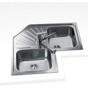 Fregadero de Acero Inoxidable TEKA ANGULAR 2C SF, Dos Cubetas, Modelo 10118005 en 90 cm
