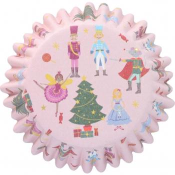 Set de 30 cápsulas de cupcakes Navidad rosa PME