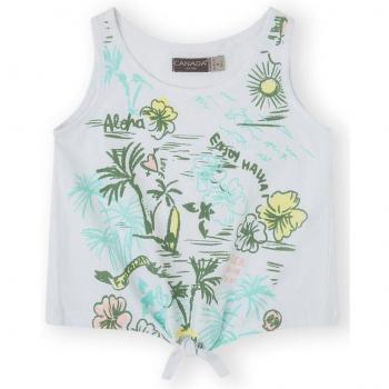 CAMISETA NIÑA ESTAMPADA CON NUDO EN EL BAJO