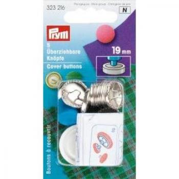 Prym Botón De Cubierta De Tela, Metal, Plata/Negro, 30'' 19 mm