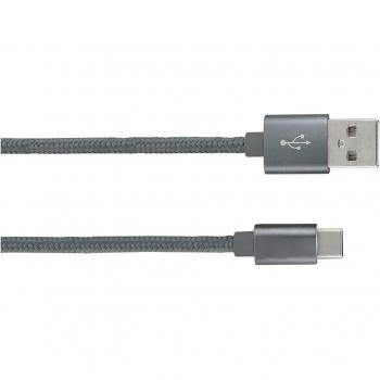 Cable USB-C a USB-A de Nylon, 1m, Color Gris