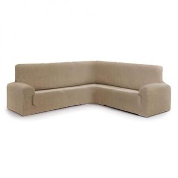 Funda sofá rinconera bielástica Jaz, color beige, medidas 110 x 120 x 450 cm, compatible con sofás de 3+1 plazas, material bielástico premium