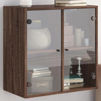 Mueble de pared puertas de vidrio marrón roble 68x37x68,5 cm Vidaxl