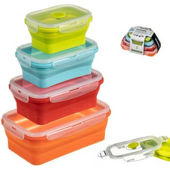 Set de 4 fiambreras de silicona Kozina - Capacidades: 350ml, 540ml, 800ml y 1200ml
