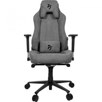 Arozzi Vernazza Soft Fabric Silla Gaming Ceniza - Silla gaming ergonómica, tapizada en tela suave, diseño moderno, reposabrazos ajustables, soporte lumbar integrado, base de metal resistente, ruedas para fácil movilidad