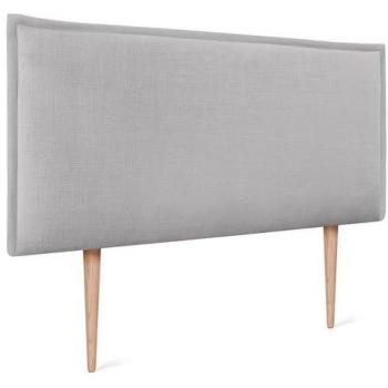 Cabecero Tapizado de Lino Natural Gris Claro con Ribete y Patas 80x105cm para Camas 70/80/90