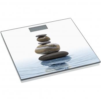 WENKO Báscula de baño Meditation - LCD-Display, Vidrio endurecido, 30.5 x 30.5 cm, Multicolor