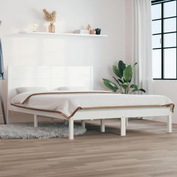 Cama King Size de Madera Maciza Blanca 150x200 cm