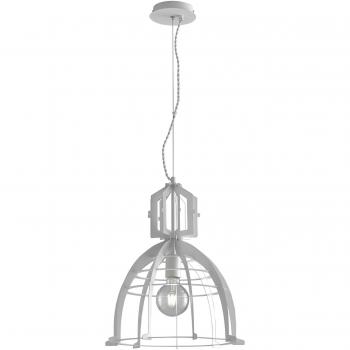 Lámpara colgante Urban 1 luz Metal blanco, estructura de alambre blanca, dimensiones 40x46cm