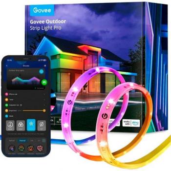 Tira de LED RGBICWW para Exterior Govee, 10 m, IP65, Dimmable, Control por App