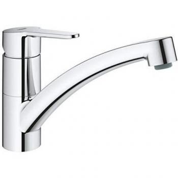 Grohe 31680000 31680000-BauEco Monomando de Fregadero 1/2, Cromo, flacher Auslauf