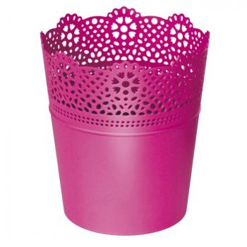 Maceta Prosperplast LACE - 112x112x130 mm - Color Fucsia - Ideal para Plantas