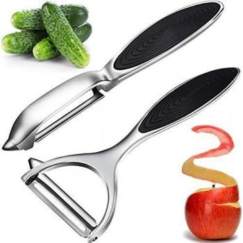 Pelador De Patatas Pelador Verduras Acero Inoxidable, 2 Uds Pelador De Manzanas Para Cocina Para Frutas, Zanahoria, Berenjena, Pera, Mango, Pepino, Chocolate, Hoja Giratoria En Forma De