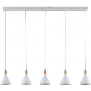 Lámpara colgante Arina moderna en blanco, 5 luces E14 de metal para salón y comedor