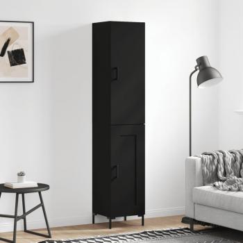 Aparador de madera contrachapada negro vidaXL 34,5x34x180 cm con 1 puerta de madera, mueble de almacenaje para salón, armarios con puertas, cajón de madera, buffet moderno, arm