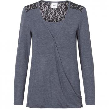 MAMALICIOUS Mljane Tess L/s Jersey Top Nf.v, Camiseta de Manga Larga premamá para Mujer, Azul