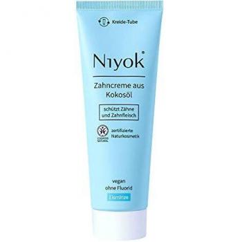 Pasta de dientes natural Niyok con aceite de coco Menta Helada (75ml) - Sin fluor, vegana, blanqueadora y protectora de encías