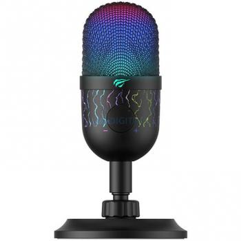 Micrófono Gaming Havit GK52 RGB, Color Negro, Iluminación RGB, Compatible con PC y Consolas, Diseño Ergonómico, Ajuste de Volumen Integrado