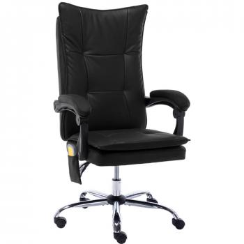Silla de Oficina Bloom con Función Masaje Reclinable y Mando, Color Negro, Dimensiones 113-120x64x68 cm