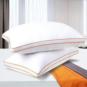 Maxzzz Almohadas Antiácaros Pack 2 Almohadas de Hotel 42x70 cm Almohadas Transpirable Firmeza Media con Suave Fibra 3D +Fibra de Soporte 7D