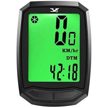 Cuentakilómetros para bicicleta YS inalámbrico impermeable con retroiluminación gran pantalla LCD de HD de pantalla auto despierta muti-funcion para bicicleta Velocímetro y bicicleta de montaña